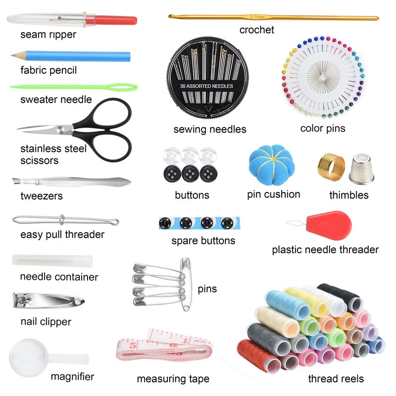 Marcoon Sewing KIT, DIY Sewing Supplies with Sewing Accessories, Portable Mini Sewing Kit for Beginner, Traveller and Emergency Clothing Fixes, with Premium Black Carrying Case (B) - Image 2